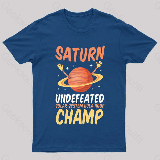 Saturn Undefeated Hula Hoop Champ Geek T-Shirt Navy / S