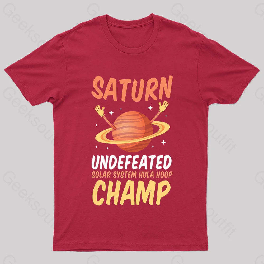 Saturn Undefeated Hula Hoop Champ Geek T-Shirt Red / S