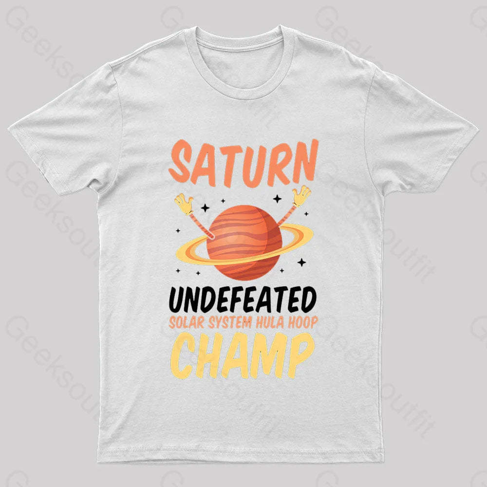 Saturn Undefeated Hula Hoop Champ Geek T-Shirt White / S