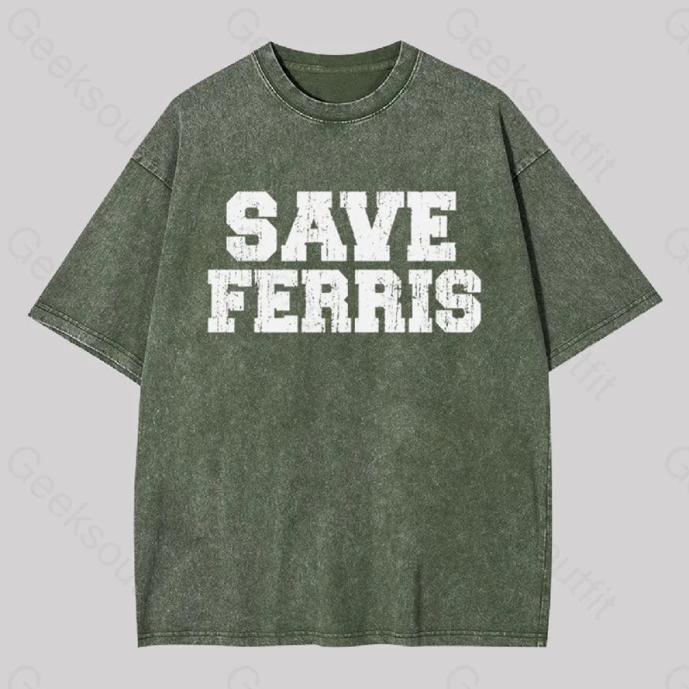 Save Ferris Geek Washed T-Shirt Army Green / S