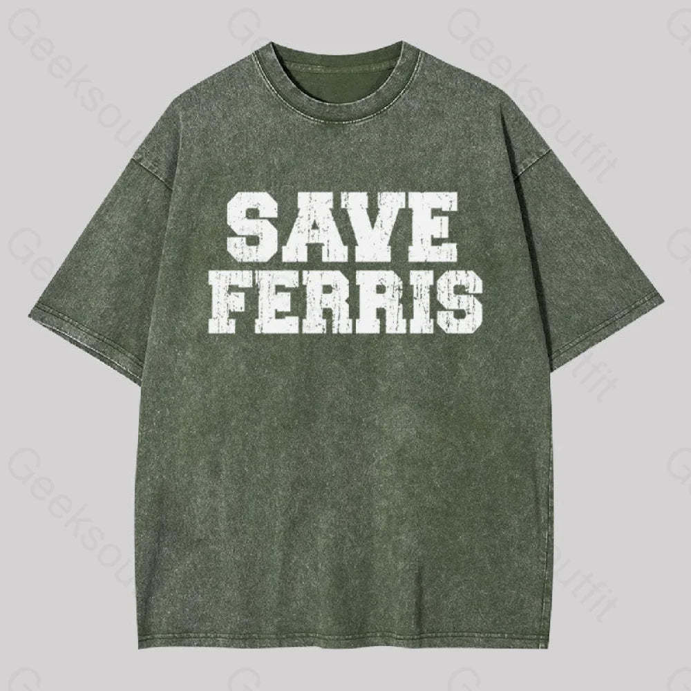Save Ferris Geek Washed T-Shirt Army Green / S