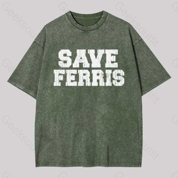 Save Ferris Geek Washed T-Shirt Army Green / S