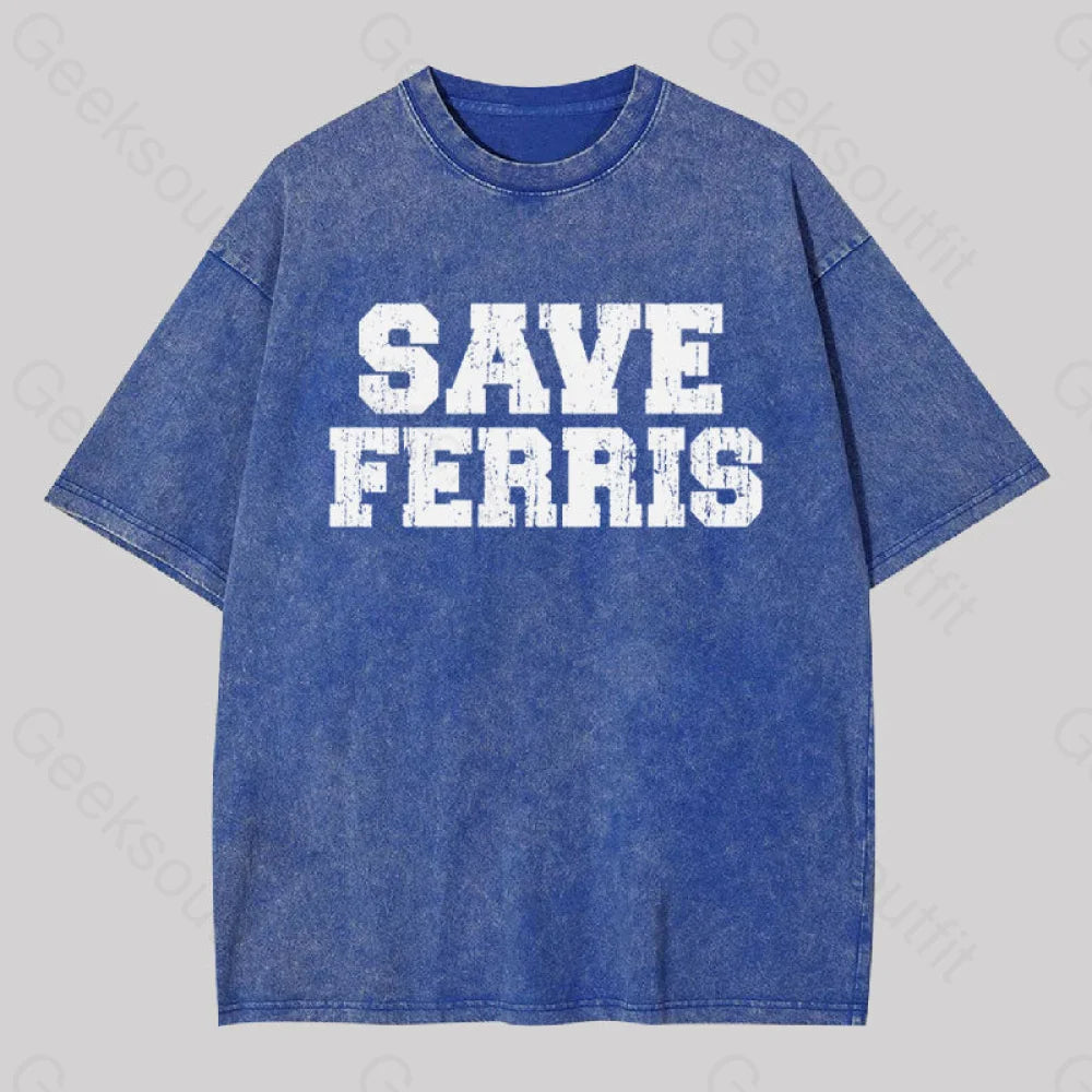 Save Ferris Geek Washed T-Shirt Blue / S