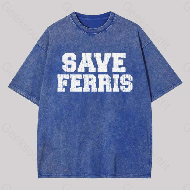 Save Ferris Geek Washed T-Shirt Blue / S
