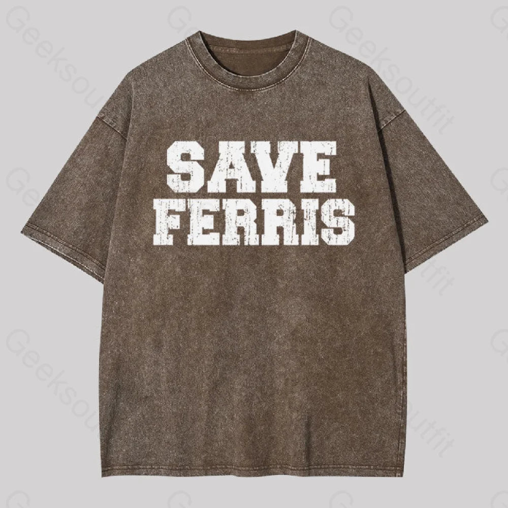 Save Ferris Geek Washed T-Shirt Coffee / S
