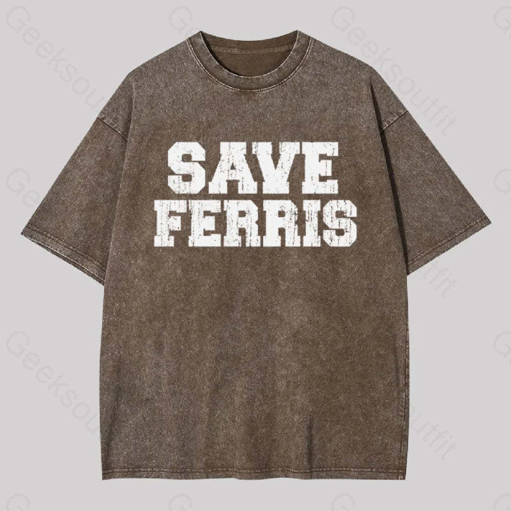 Save Ferris Geek Washed T-Shirt Coffee / S