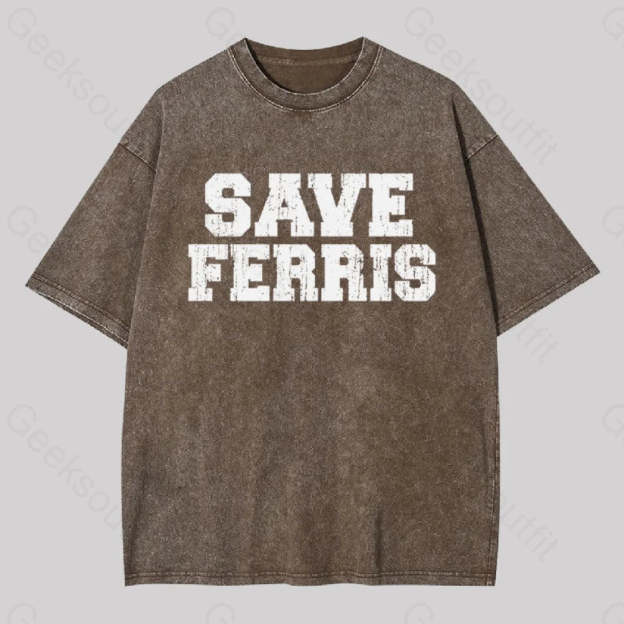 Save Ferris Geek Washed T-Shirt Coffee / S