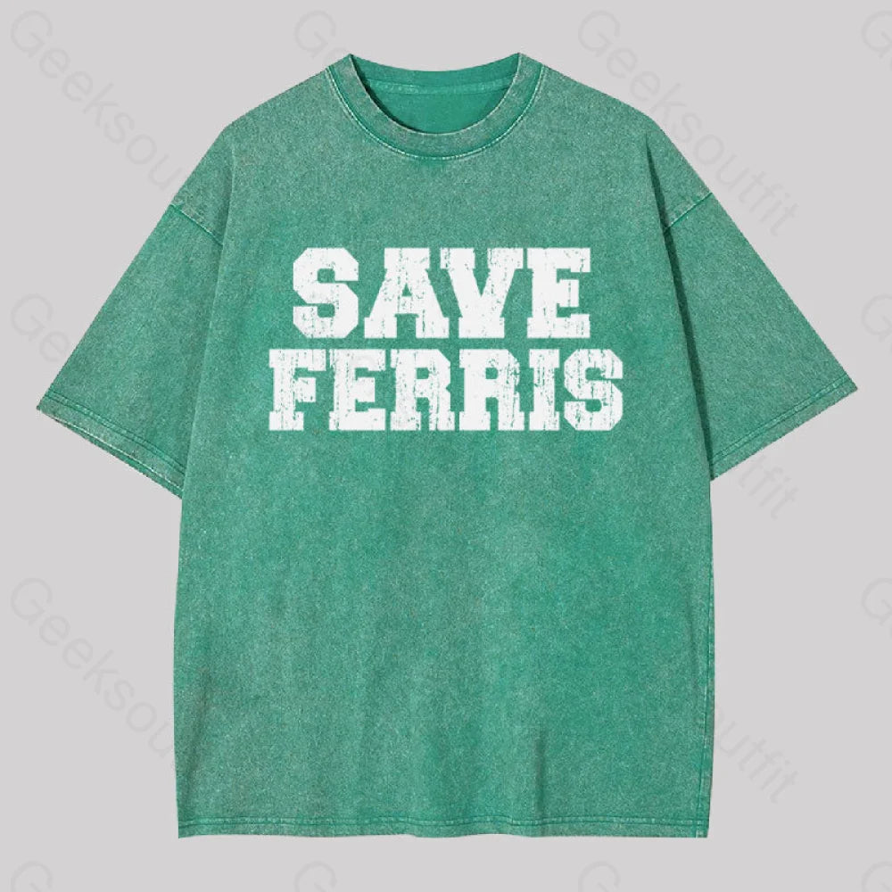 Save Ferris Geek Washed T-Shirt Grass Green / S