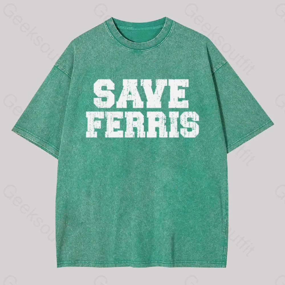 Save Ferris Geek Washed T-Shirt Grass Green / S