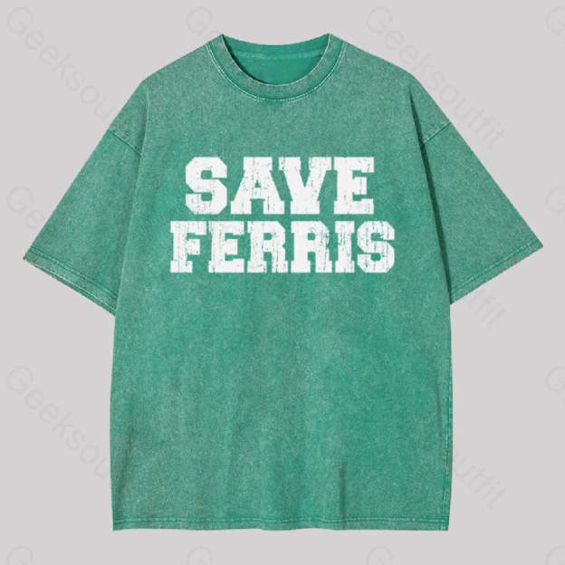 Save Ferris Geek Washed T-Shirt Grass Green / S