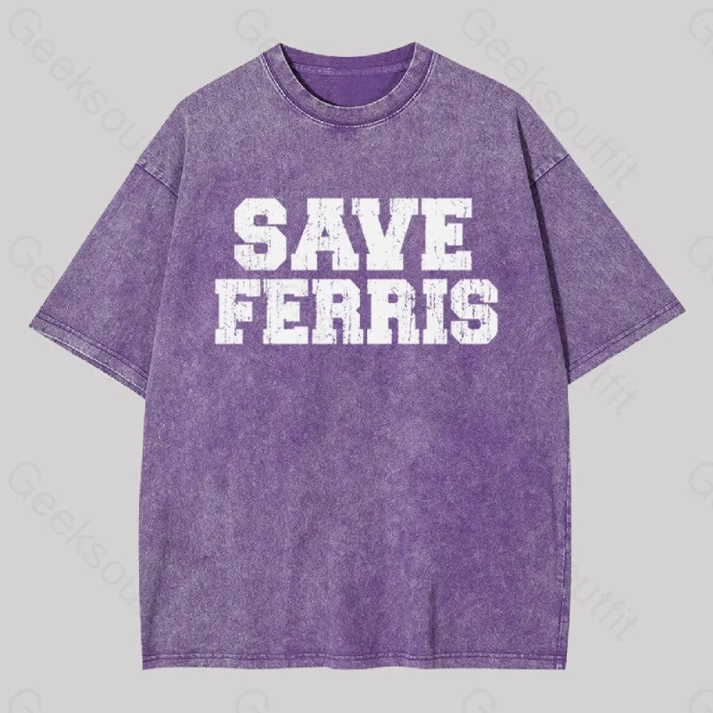 Save Ferris Geek Washed T-Shirt Purple / S