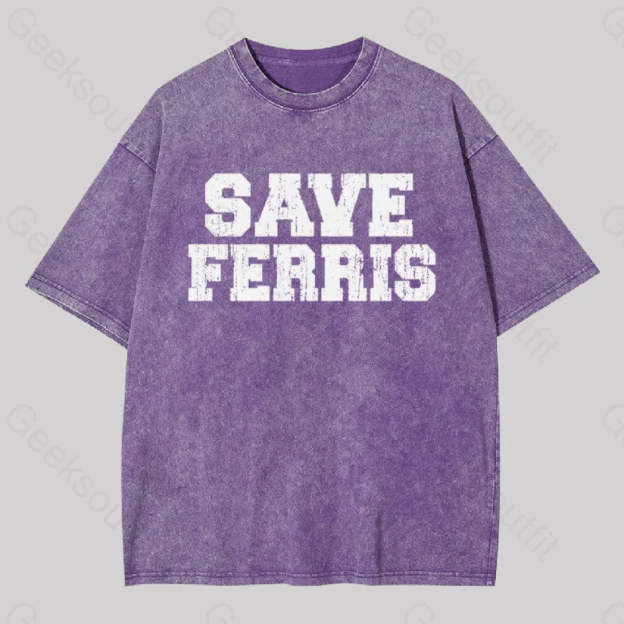 Save Ferris Geek Washed T-Shirt Purple / S