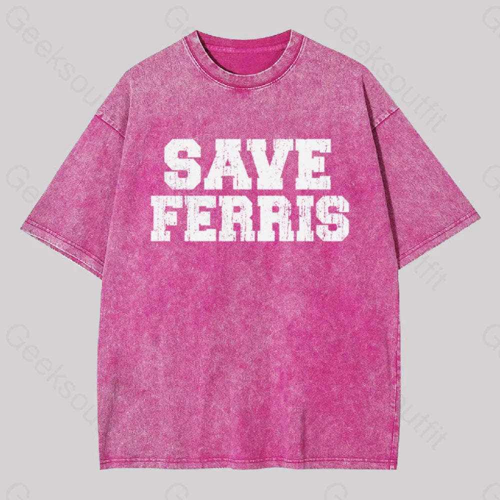 Save Ferris Geek Washed T-Shirt Rose Red / S