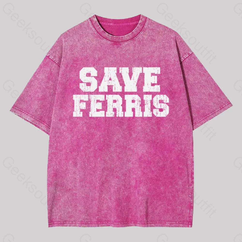 Save Ferris Geek Washed T-Shirt Rose Red / S