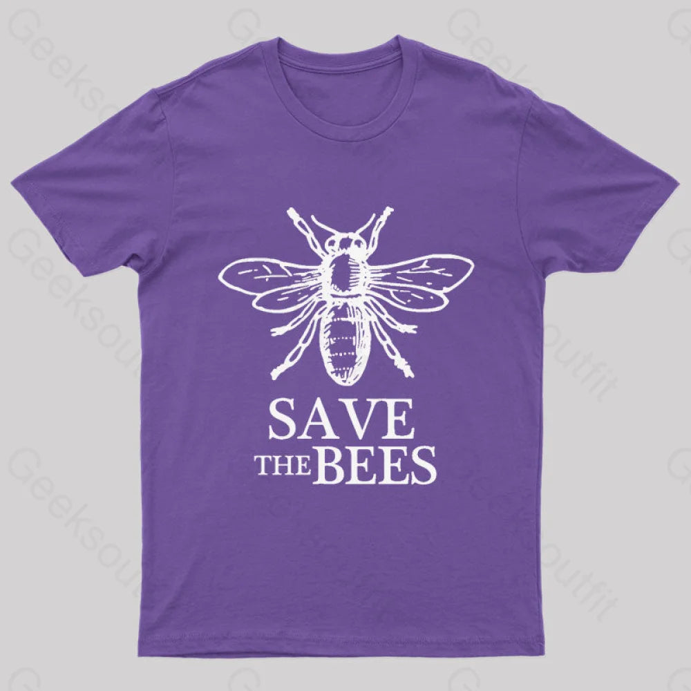 Save The Bees T-Shirt Purple / S