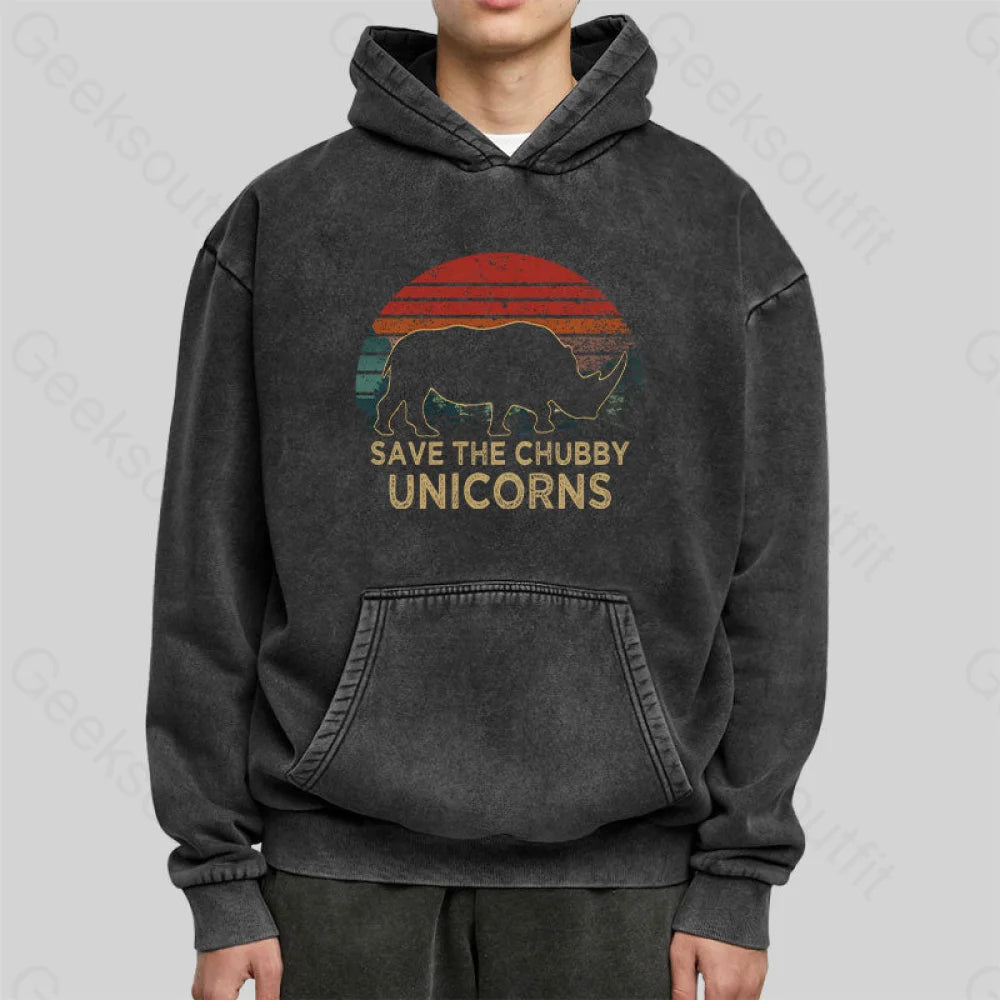 Save The Chubby Unicorns Washed Hoodie