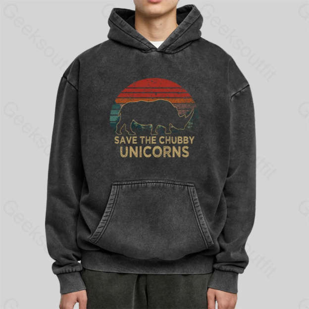 Save The Chubby Unicorns Washed Hoodie