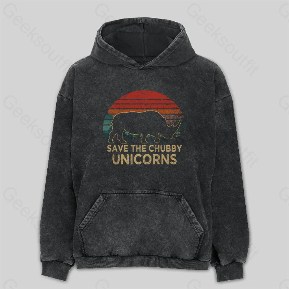 Save The Chubby Unicorns Washed Hoodie M