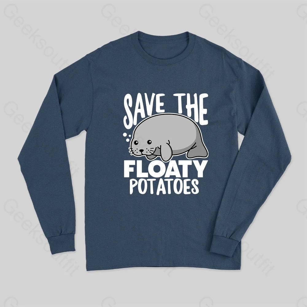 Save The Floaty Potato Long Sleeve T-Shirt Navy / S
