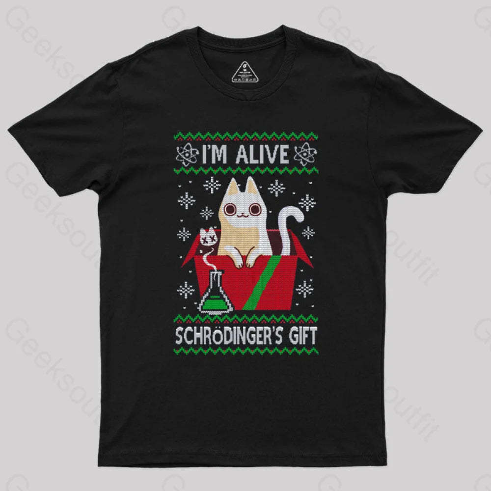 Schrdinger’s Gift - Ugly Christmas Sweater T-Shirt Black / S