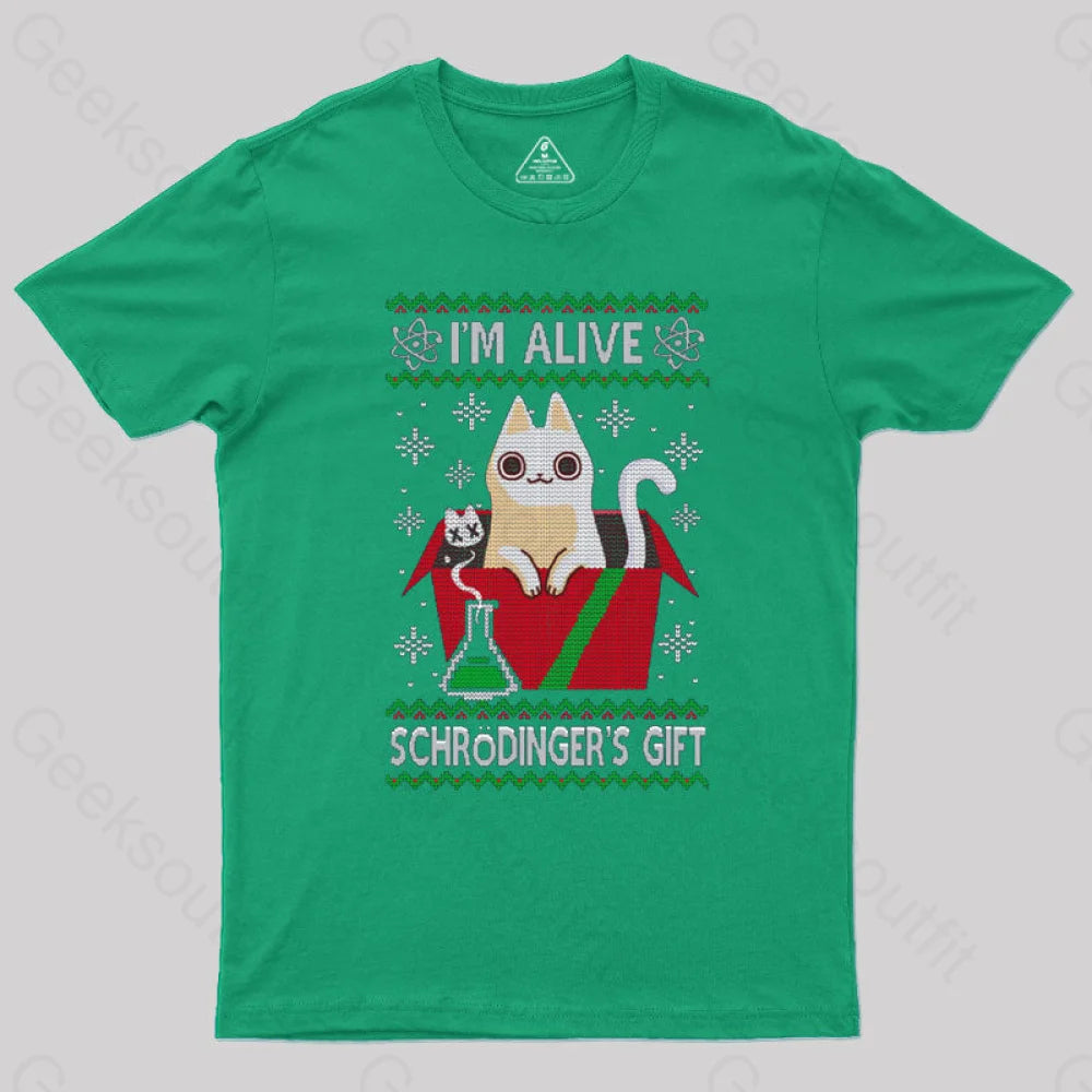 Schrdinger’s Gift - Ugly Christmas Sweater T-Shirt Green / S