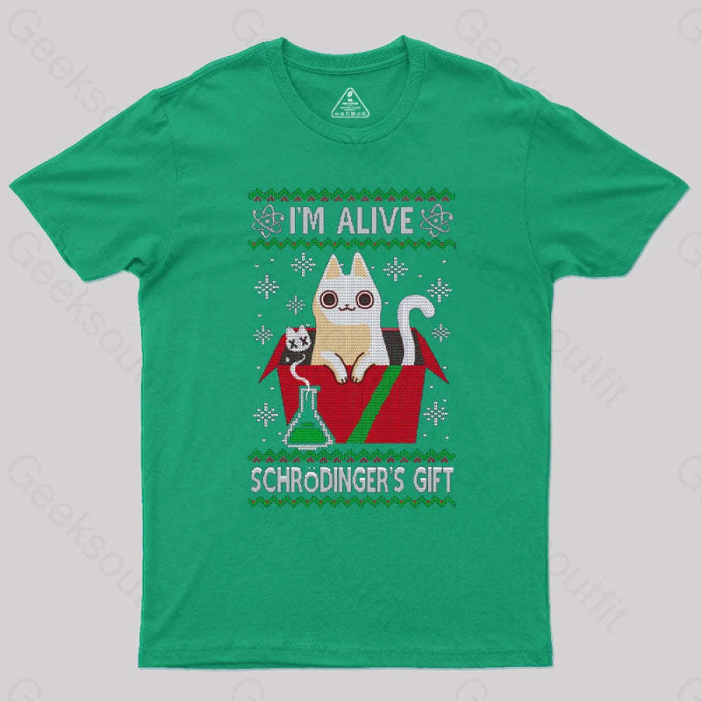 Schrdinger’s Gift - Ugly Christmas Sweater T-Shirt Green / S