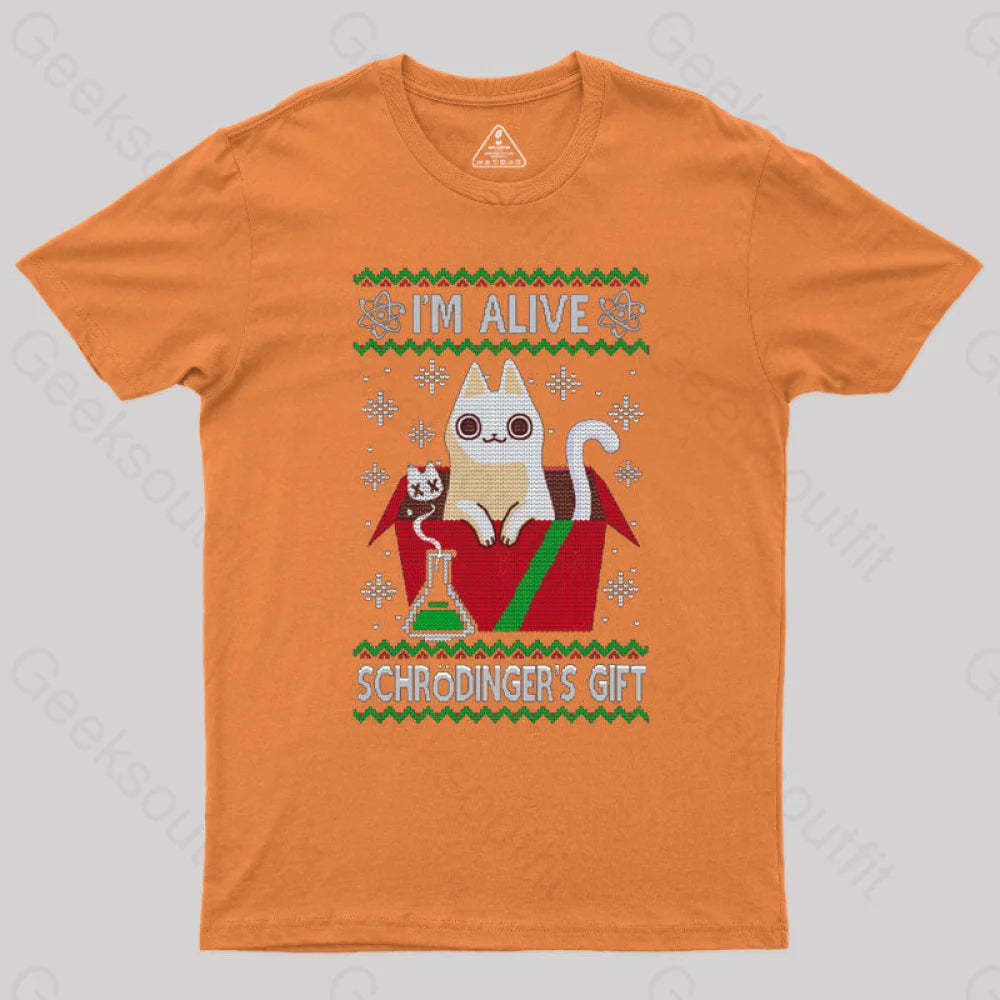 Schrdinger’s Gift - Ugly Christmas Sweater T-Shirt Orange / S