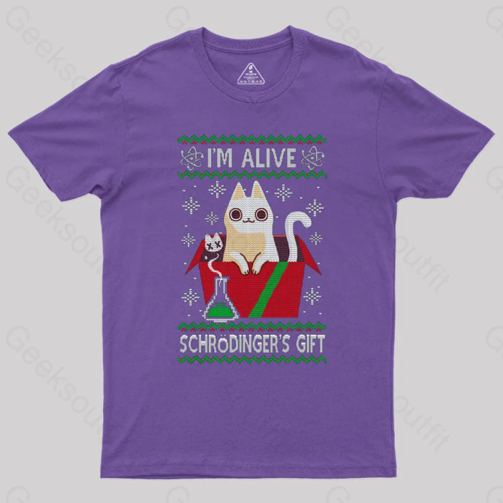 Schrdinger’s Gift - Ugly Christmas Sweater T-Shirt Purple / S