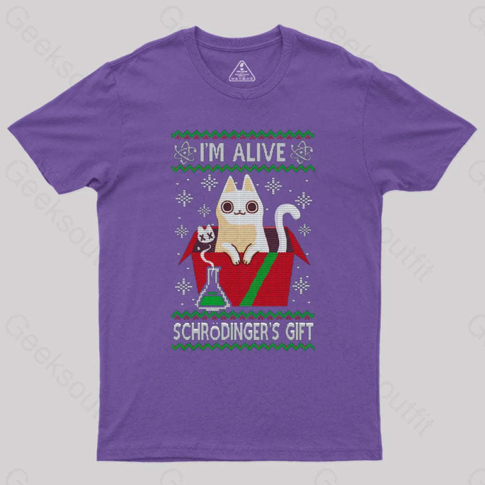 Schrdinger’s Gift - Ugly Christmas Sweater T-Shirt Purple / S