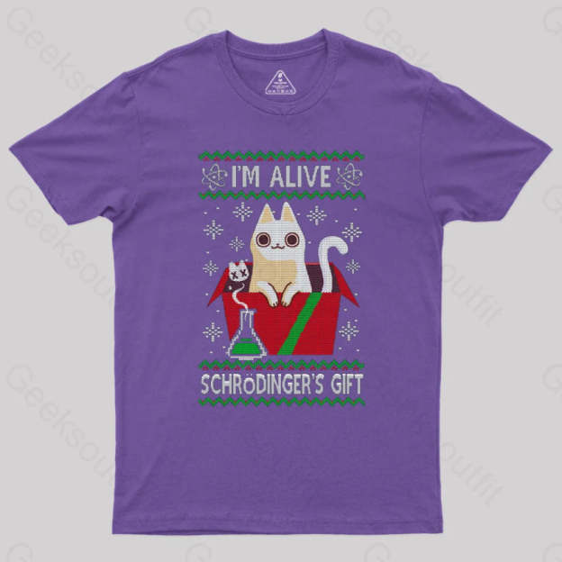 Schrdinger’s Gift - Ugly Christmas Sweater T-Shirt Purple / S