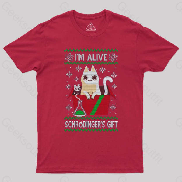 Schrdinger’s Gift - Ugly Christmas Sweater T-Shirt Red / S