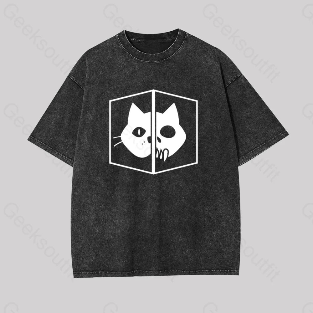 Schrodinger The Cat Geek Washed T-Shirt Black / S