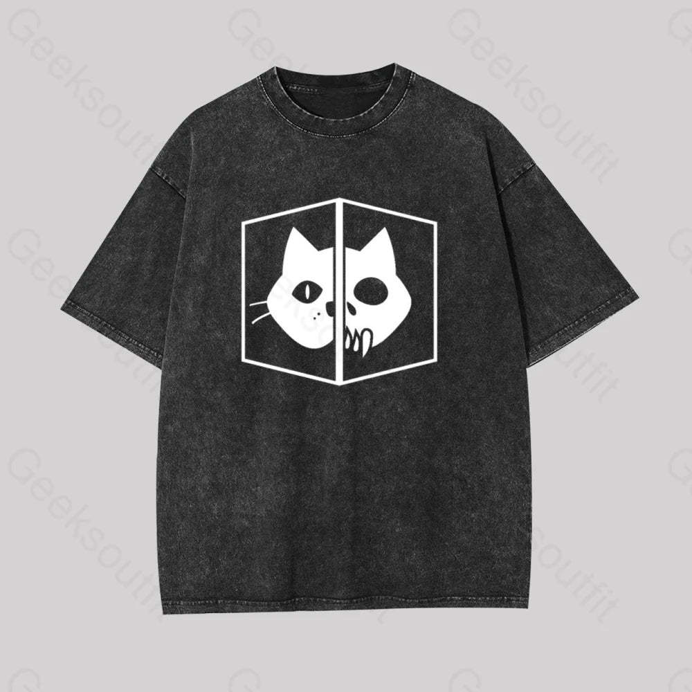Schrodinger The Cat Geek Washed T-Shirt Black / S