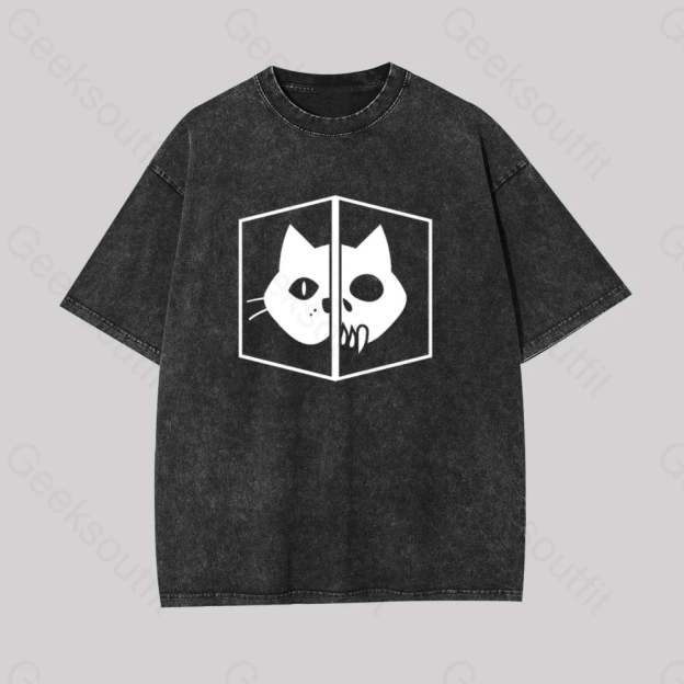 Schrodinger The Cat Geek Washed T-Shirt Black / S