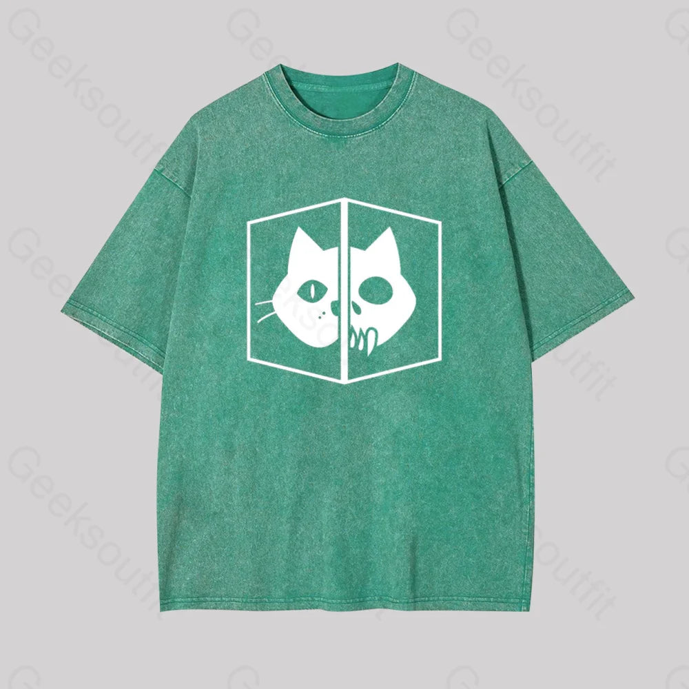 Schrodinger The Cat Geek Washed T-Shirt Grass Green / S