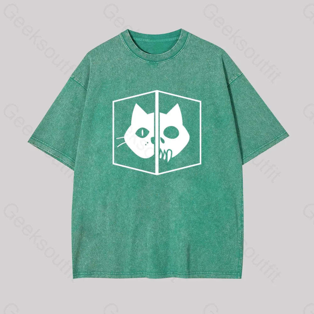 Schrodinger The Cat Geek Washed T-Shirt Grass Green / S