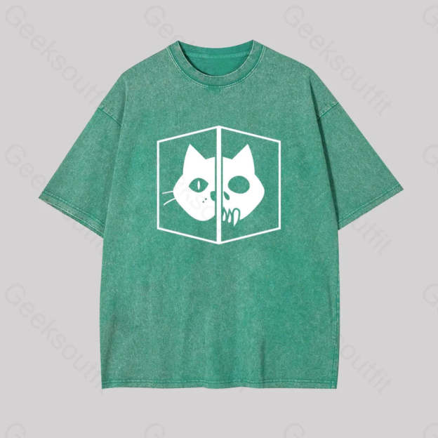 Schrodinger The Cat Geek Washed T-Shirt Grass Green / S