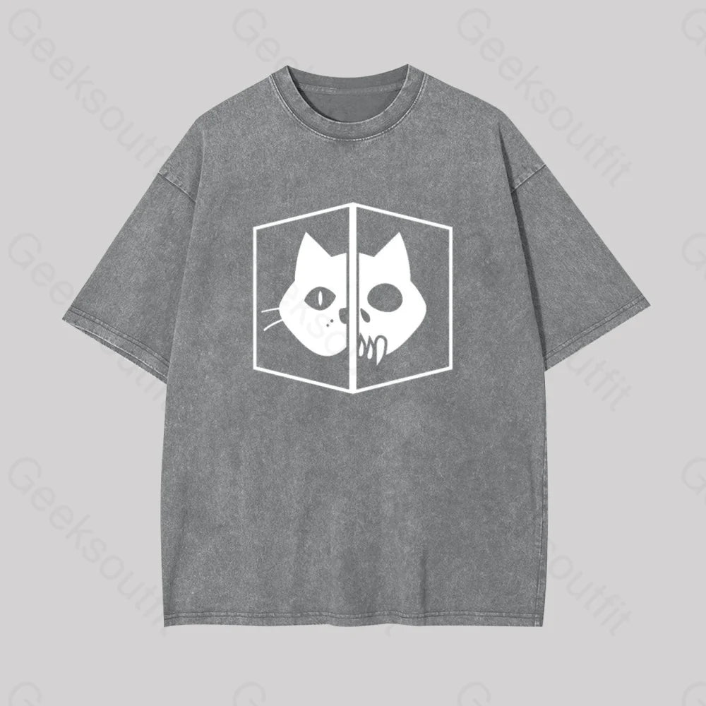 Schrodinger The Cat Geek Washed T-Shirt Grey / S