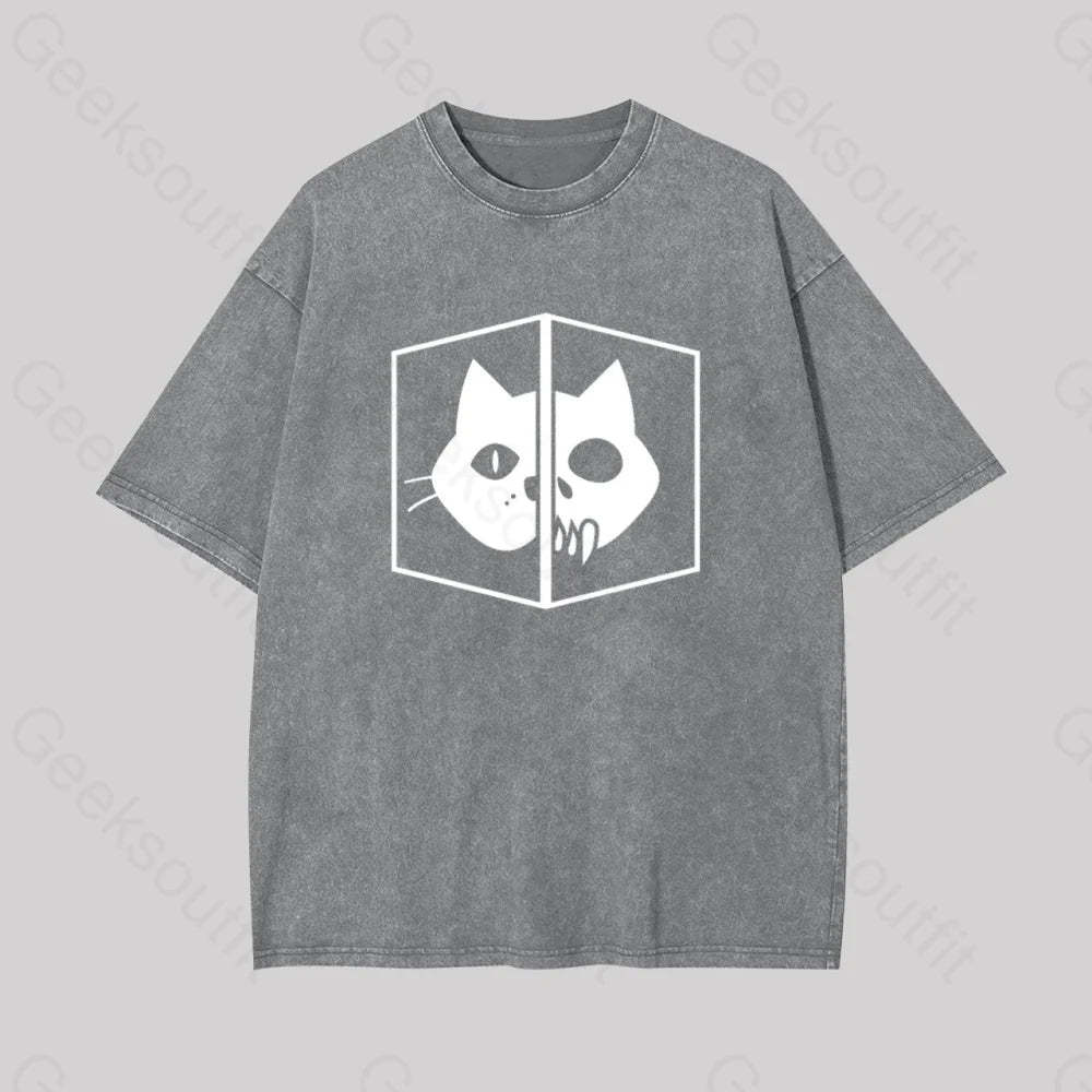 Schrodinger The Cat Geek Washed T-Shirt Grey / S