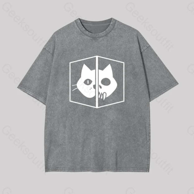 Schrodinger The Cat Geek Washed T-Shirt Grey / S