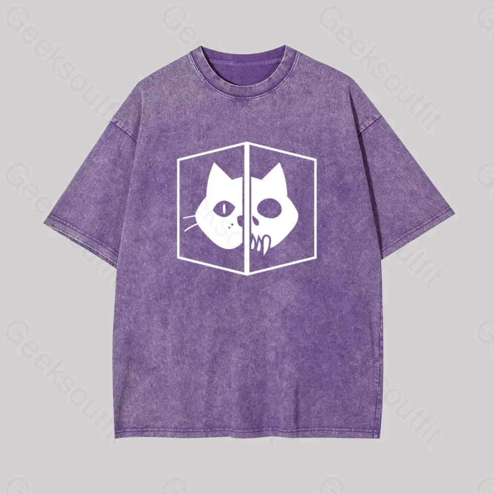 Schrodinger The Cat Geek Washed T-Shirt Purple / S