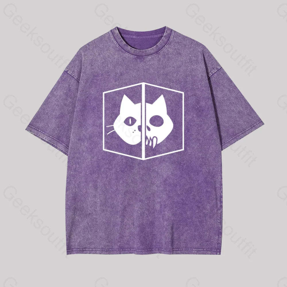 Schrodinger The Cat Geek Washed T-Shirt Purple / S