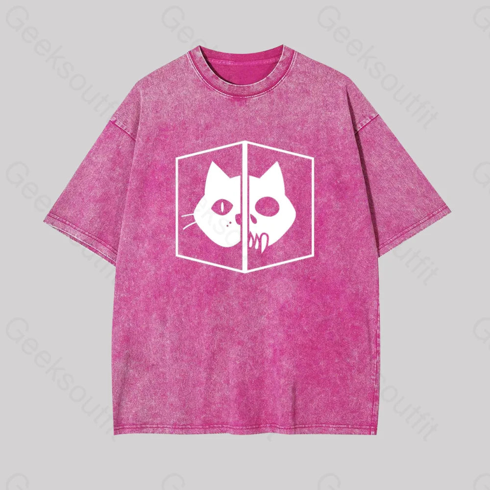 Schrodinger The Cat Geek Washed T-Shirt Rose Red / S