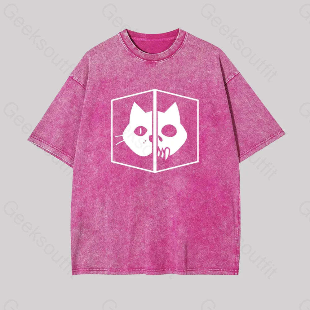 Schrodinger The Cat Geek Washed T-Shirt Rose Red / S