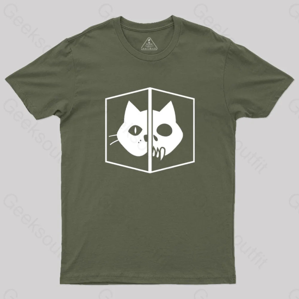 Schrodinger The Cat T-Shirt Army Green / S
