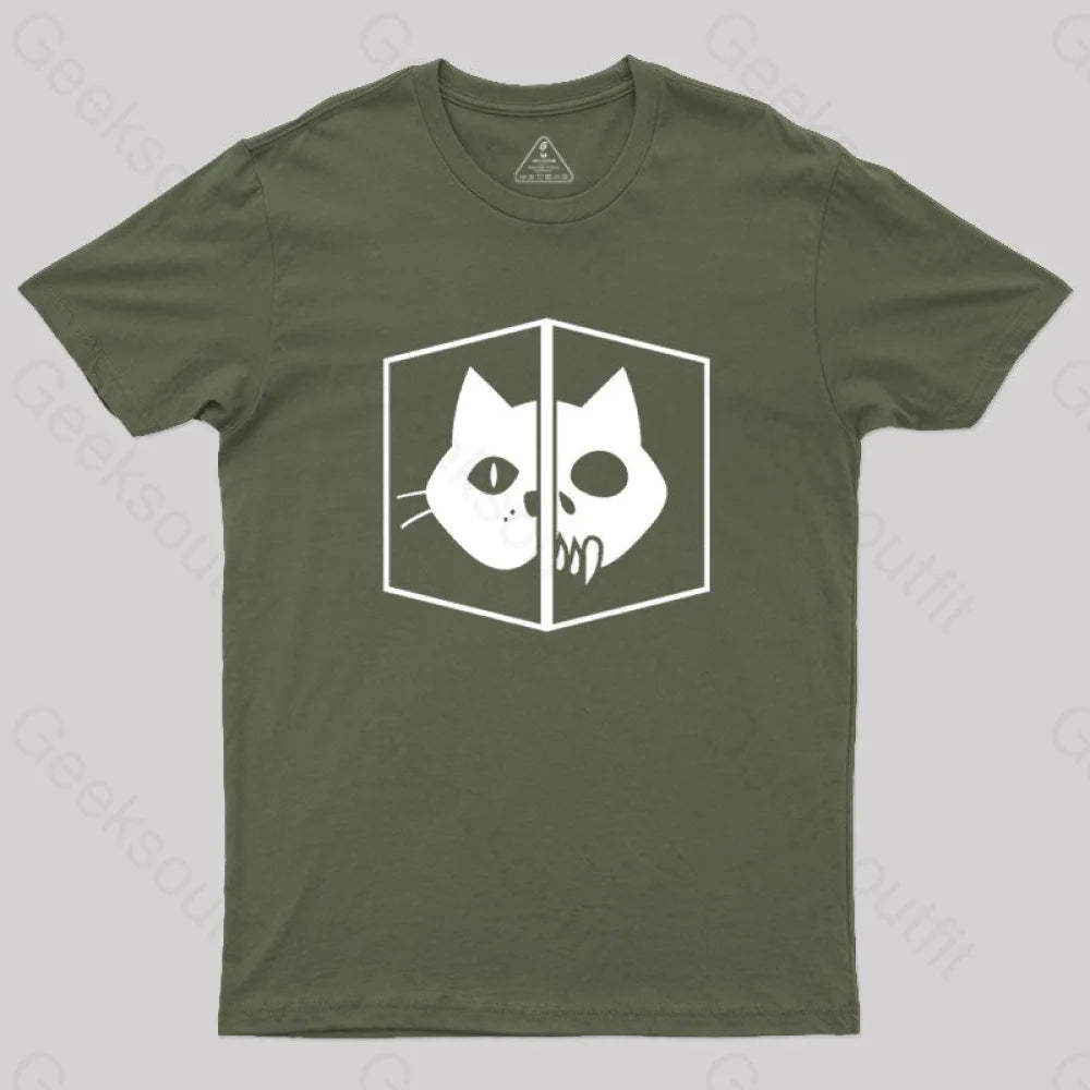 Schrodinger The Cat T-Shirt Army Green / S