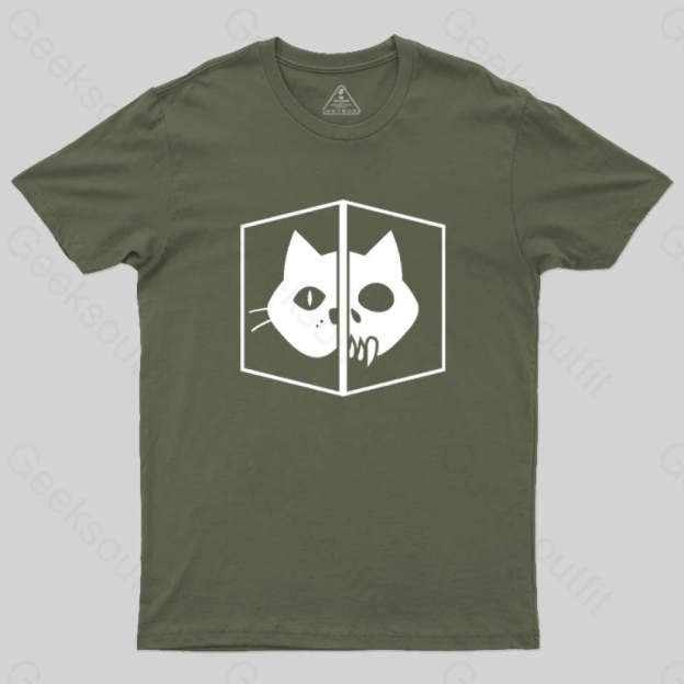 Schrodinger The Cat T-Shirt Army Green / S