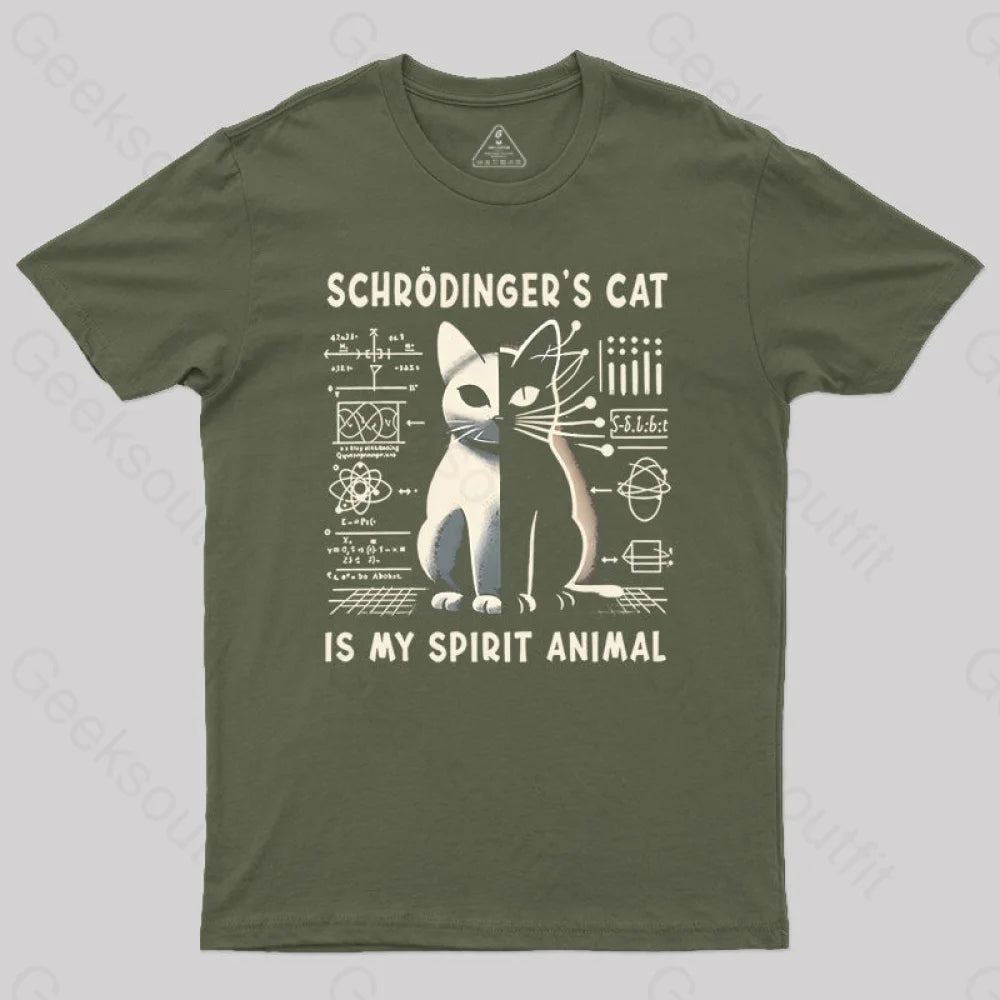 Schrodinger’s Сat Science Nerd T-Shirt Army Green / S