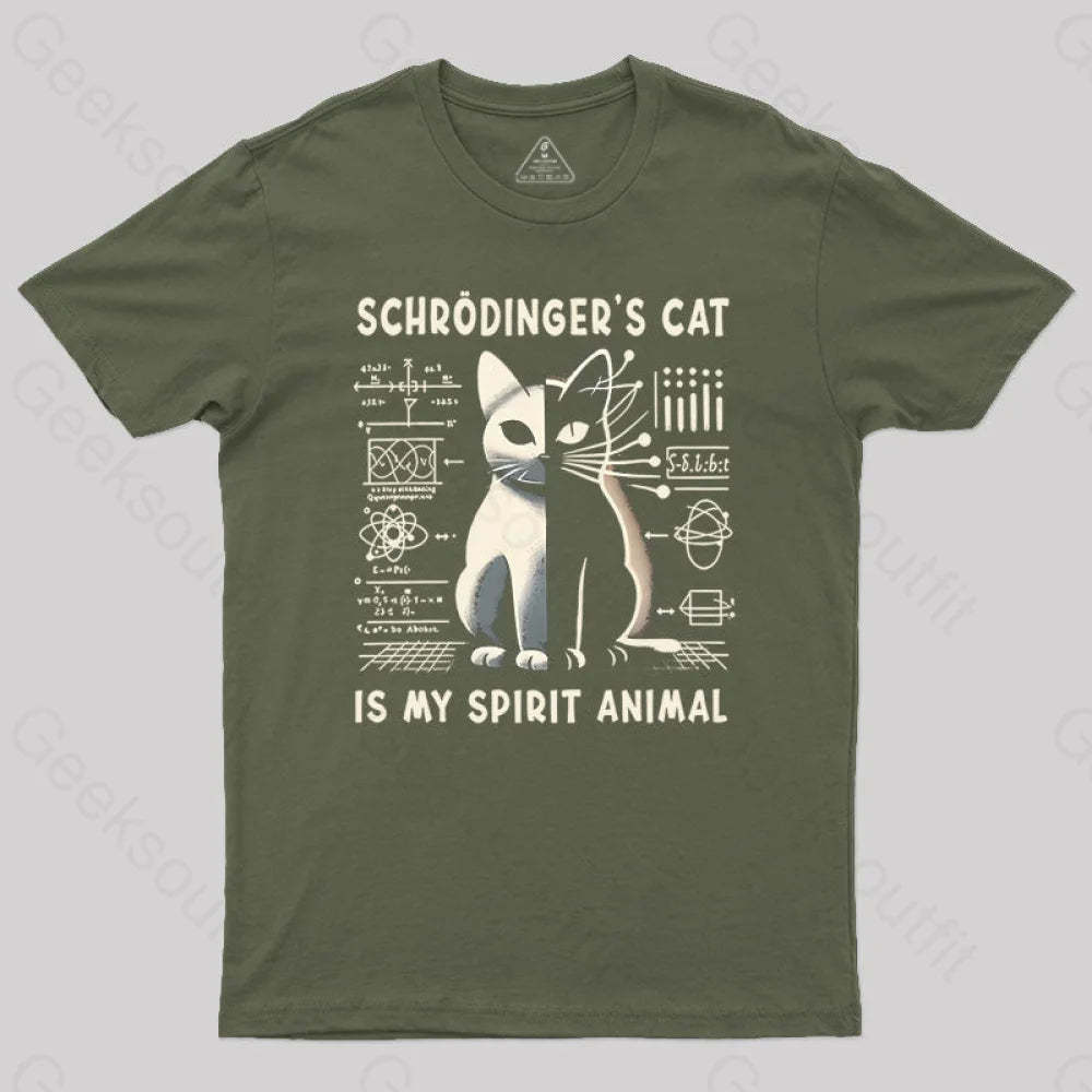 Schrodinger’s Сat Science Nerd T-Shirt Army Green / S