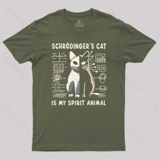 Schrodinger’s Сat Science Nerd T-Shirt Army Green / S